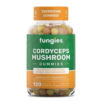 Fungies Cordyceps Mushroom Gummies, Mango & Pineapple, energijos papildas, 120 guminukų