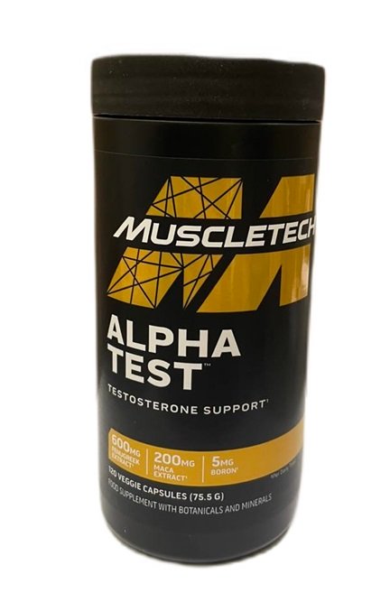 MuscleTech Alpha Test - 120 kapsulių, testosterono palaikymo maisto papildas
