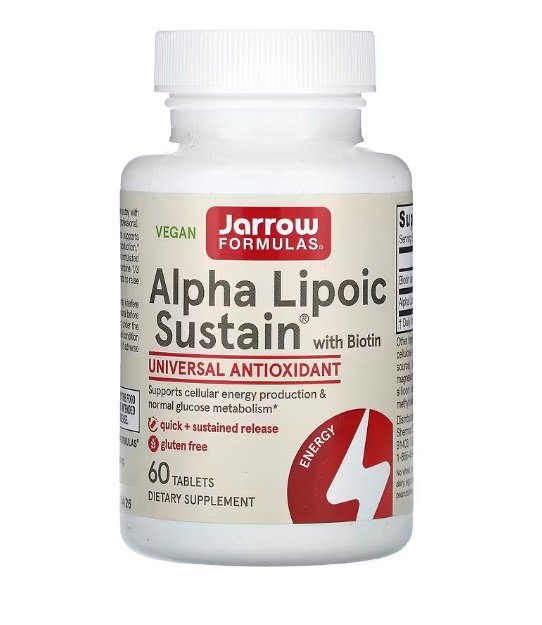 Jarrow Formulas Alpha Lipoic Sustain ar biotīnu - 60 tabletes