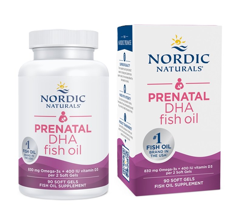 Nordic Naturals pirmsdzemdību DHA, 830 mg Omega-3 + 400 SV D3 bez garšas - 90 kapsulas