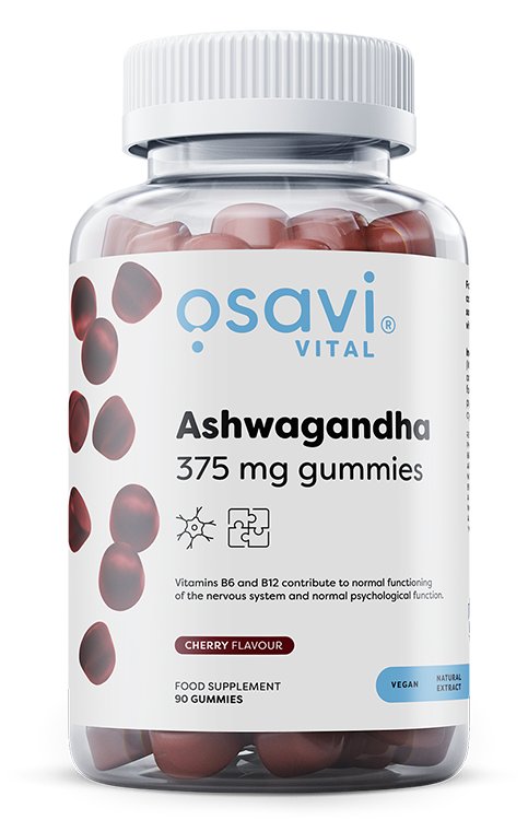 Osavi Ashwagandha 375 mg gumijas konfektes, ķiršu - 90 gumijas konfektes