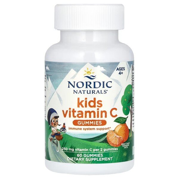 Nordic Naturals bērnu C vitamīna želejkonfektes, mandarīna garša - 60 želejkonfektes