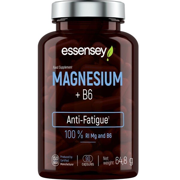 Essensey Magnesium + B6 - 90 kapsulių, maisto papildas, mineralai, vitaminai