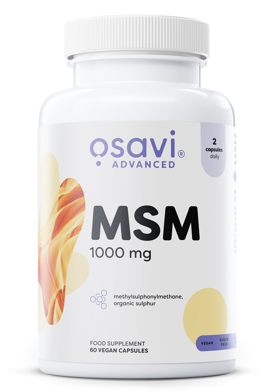 Osavi MSM, 1000mg - 60 kapsulių, maisto papildas, sanariams