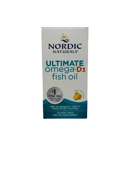 Nordic Naturals Ultimate Omega-D3 zivju eļļa, 1280 mg citrona - 120 kapsulas