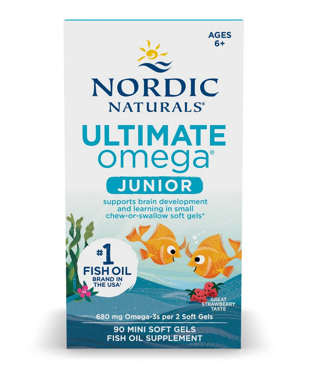 Nordic Naturals Ultimate Omega zivju eļļa junioriem, 680 mg zemeņu - 90 kapsulas