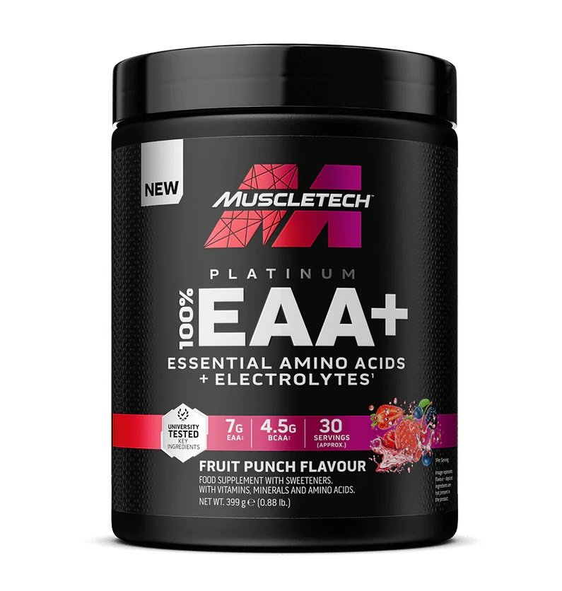 Maisto papildas MuscleTech Platinum 100% EAA+ Fruit Punch skardinė