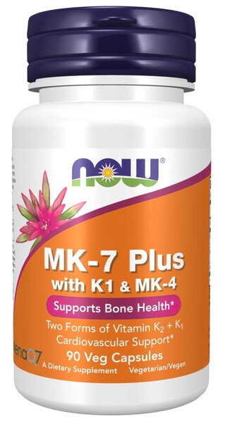 NOW Foods MK-7 Plus ar K1 un MK-4 - 90 kapsulas