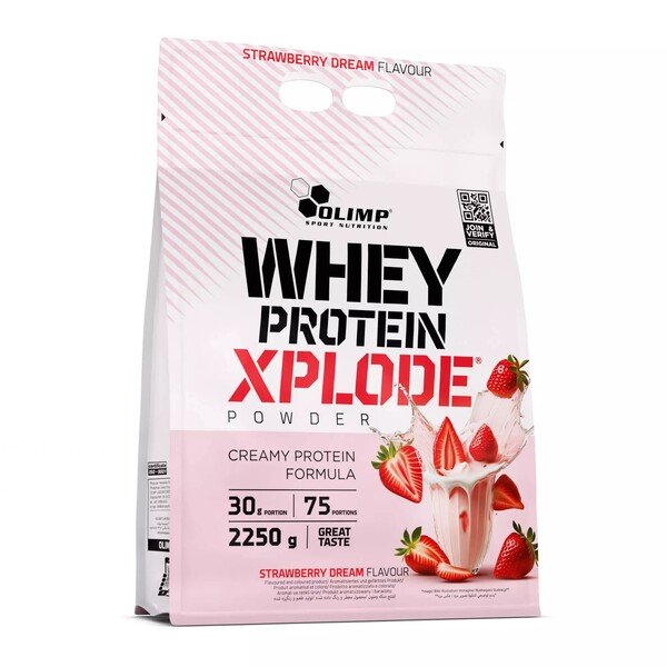 Olimp Nutrition sūkalu proteīns Xplode, zemeņu sapnis - 2250 grami