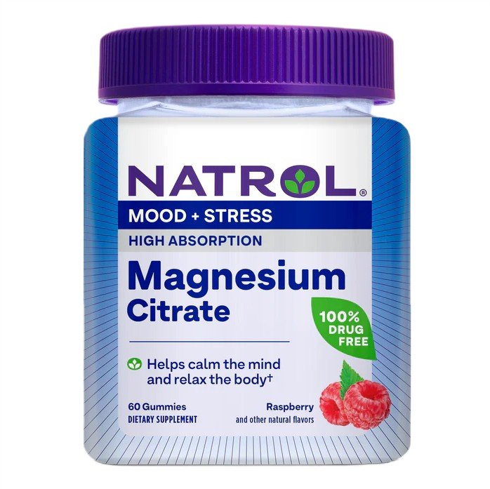 Natrol augstas absorbcijas magnija citrāts, aveņu - 60 želejkonfektes