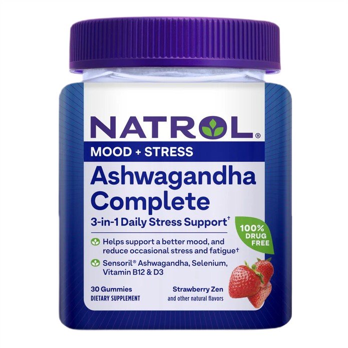 Natrol Ashwagandha Complete, zemeņu dzens - 30 želejkonfektes