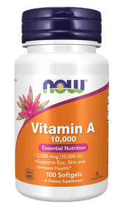 NOW Foods A vitamīns, 10 000 SV - 100 kapsulas