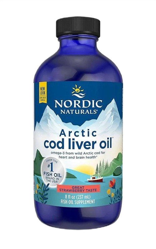 Nordic Naturals Arctic Cod Liver Oil, 1060mg Strawberry - 237 ml. maisto papildas