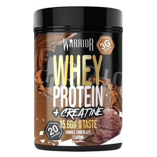Warrior Whey Protein + Creatine, Double Chocolate - 500 g maisto papildas