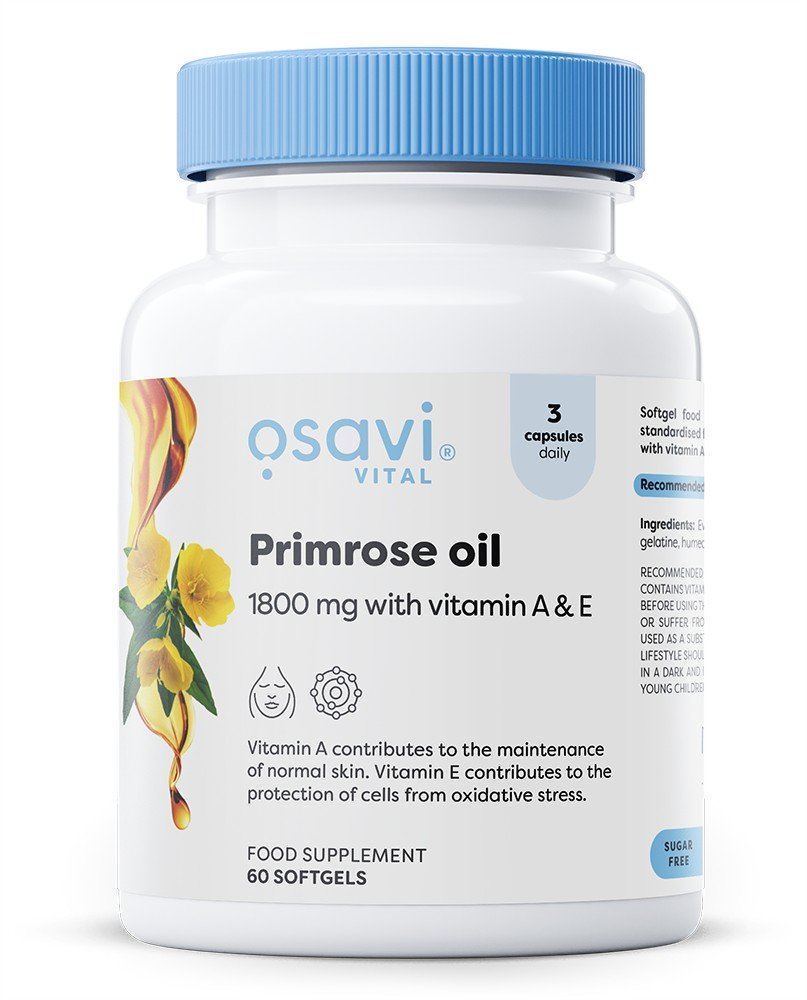 Osavi prīmulas eļļa ar A un E vitamīnu, 1800 mg - 60 kapsulas