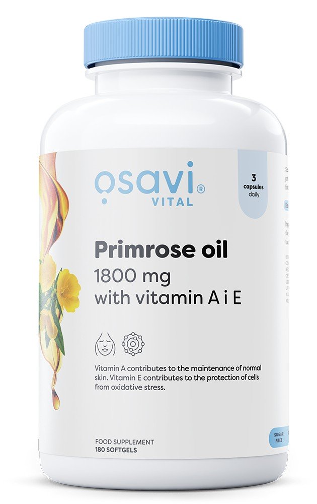 Osavi prīmulas eļļa ar A un E vitamīnu, 1800 mg - 180 kapsulas