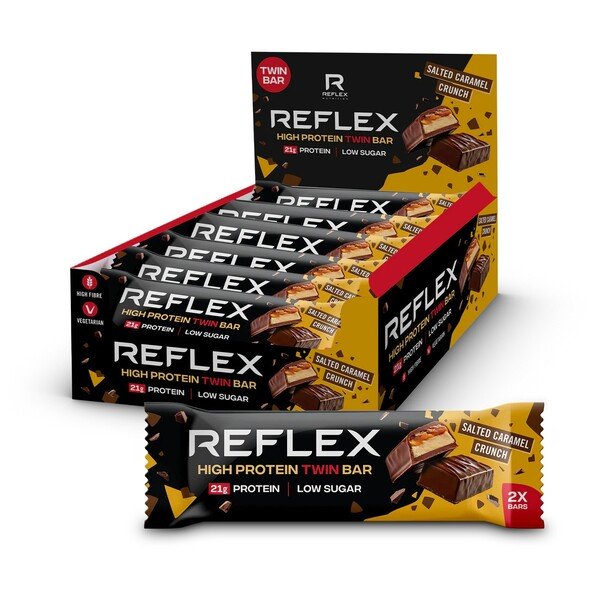 Reflex Nutrition augsta proteīna dubultbatoniņš, sāļās karameles kraukšķi - 12 x 60 g