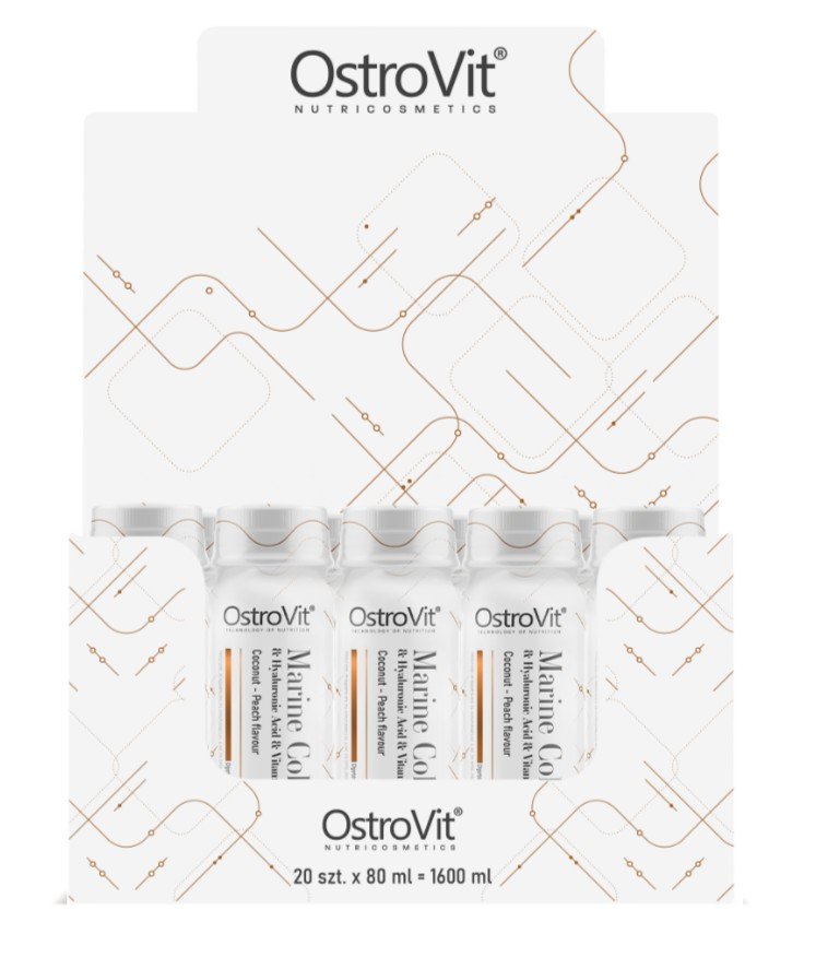 OstroVit Marine Collagen Shot, kokosų persikų skystas papildas