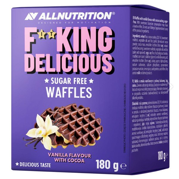 Allnutrition Fitking Wafliai, vanilės skonio su kakava, 180 g