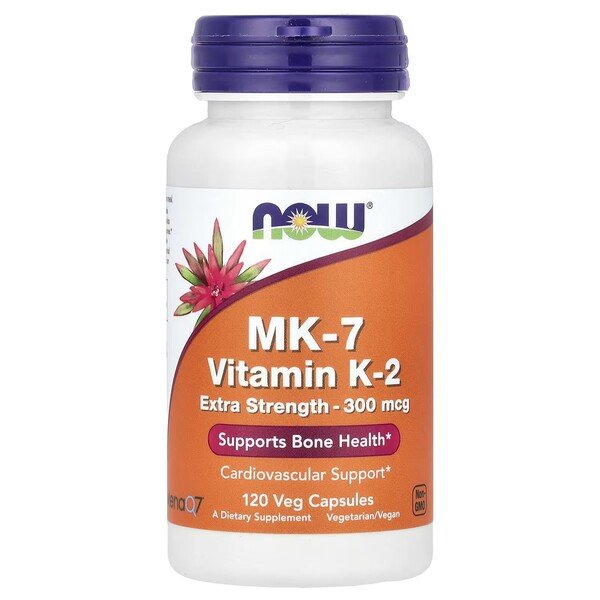 NOW Foods MK-7 K-2 vitamīns, 300mcg īpaši stiprs - 120 kapsulas