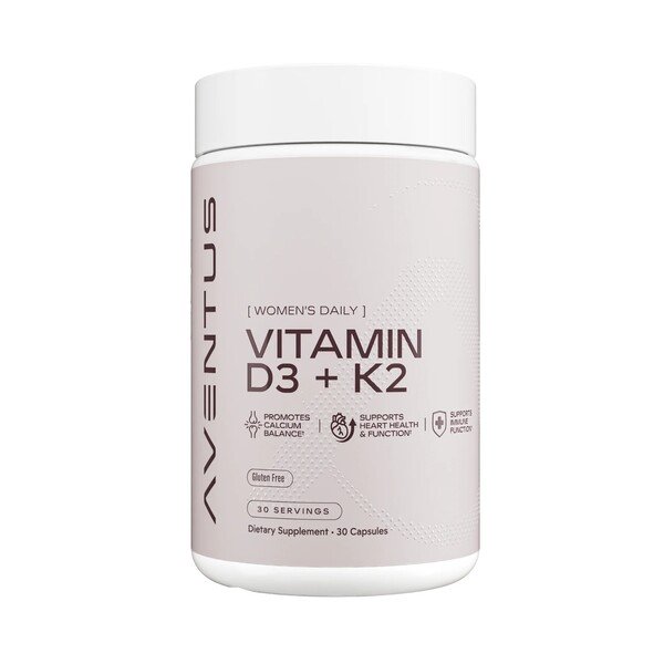 Aventus uztura bagātinātāji D3 + K2 vitamīns - 30 kapsulas