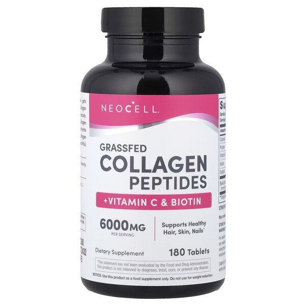 NeoCell Grassfed kolagēna peptīdi + C vitamīns un biotīns - 180 tabletes