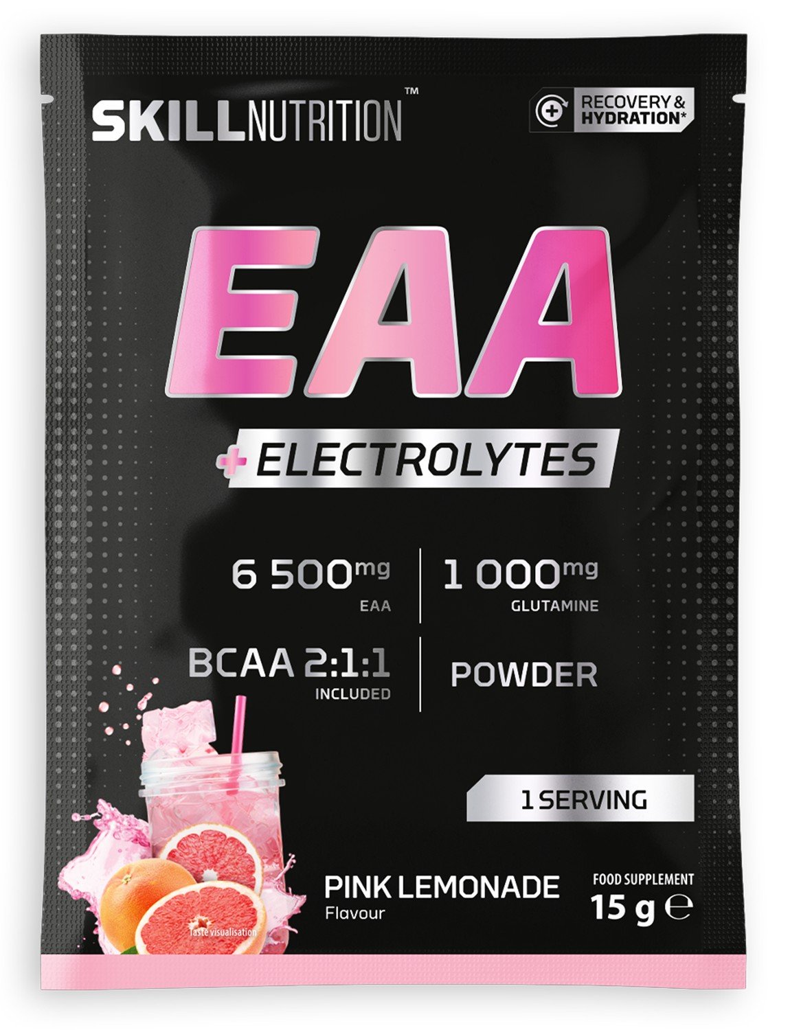 Skill Nutrition EAA + elektrolīti, rozā limonāde - 15 grami (1 porcija)