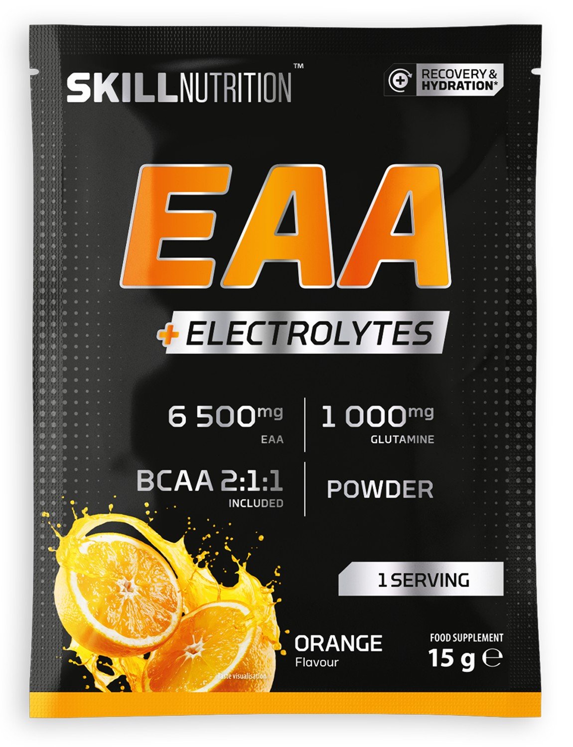 EAA + elektrolitai apelsinų skonio maisto papildas
