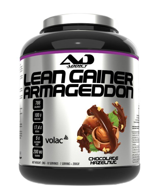 Addict Sport Nutrition Lean Gainer Armageddon, šokolādes un lazdu riekstu maisījums - 2000 grami