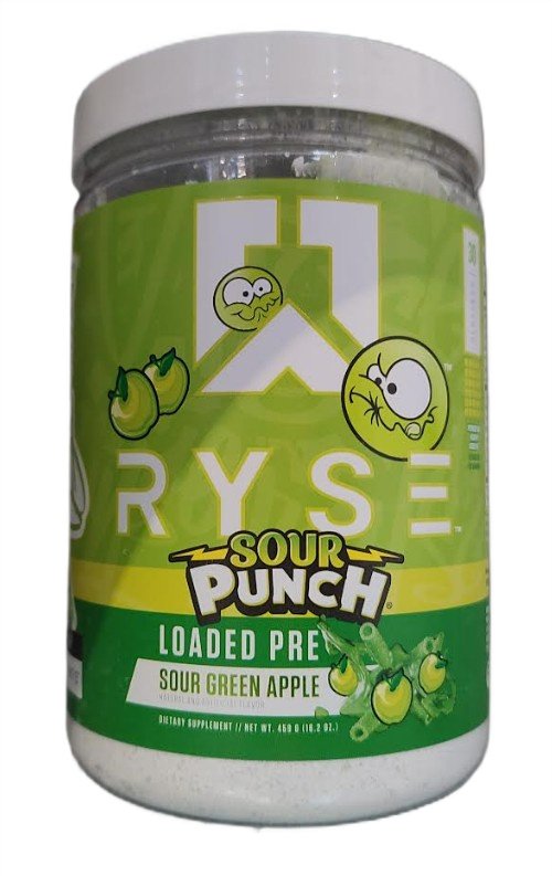 RYSE Loaded Pre, Sour Punch Sour Green Apple - 459 gramų, sporto papildas