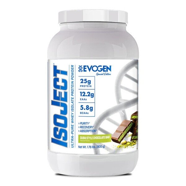 Evogen IsoJect, Dubai Style Chocolate Bar - 800 gramų, baltymų papildas