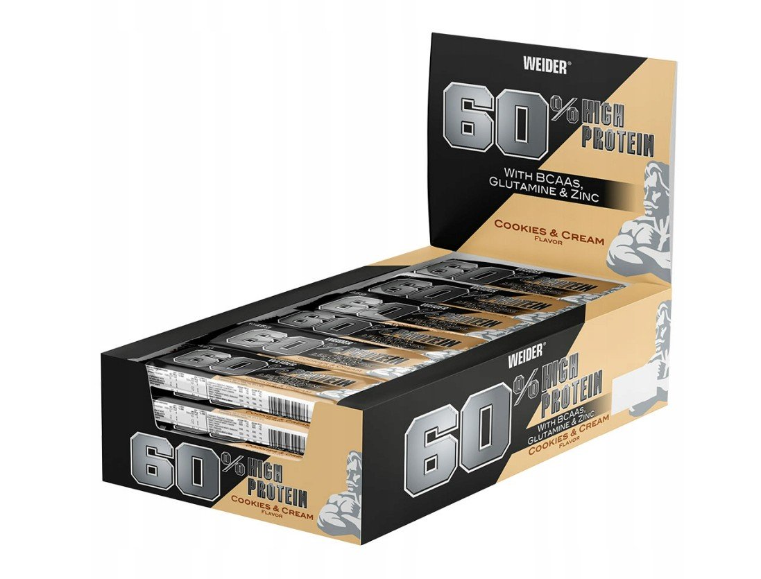 Weider 60% proteīna batoniņš, cepumi un krēms - 24 x 45 g