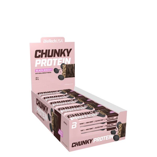 BioTechUSA Chunky proteīna batoniņš, melns cepums - 20 x 50 g