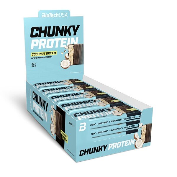 BioTechUSA Chunky proteīna batoniņš, kokosriekstu sapnis - 20 x 50 g