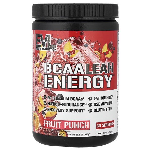 EVLution Nutrition BCAA Lean Energy, augļu punšs (EAN 810167100167) - 327 grami