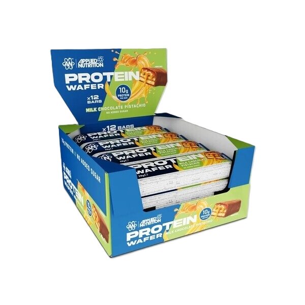 Applied Nutrition proteīna vafeles, piena šokolādes un pistāciju garša - 12 x 39 g